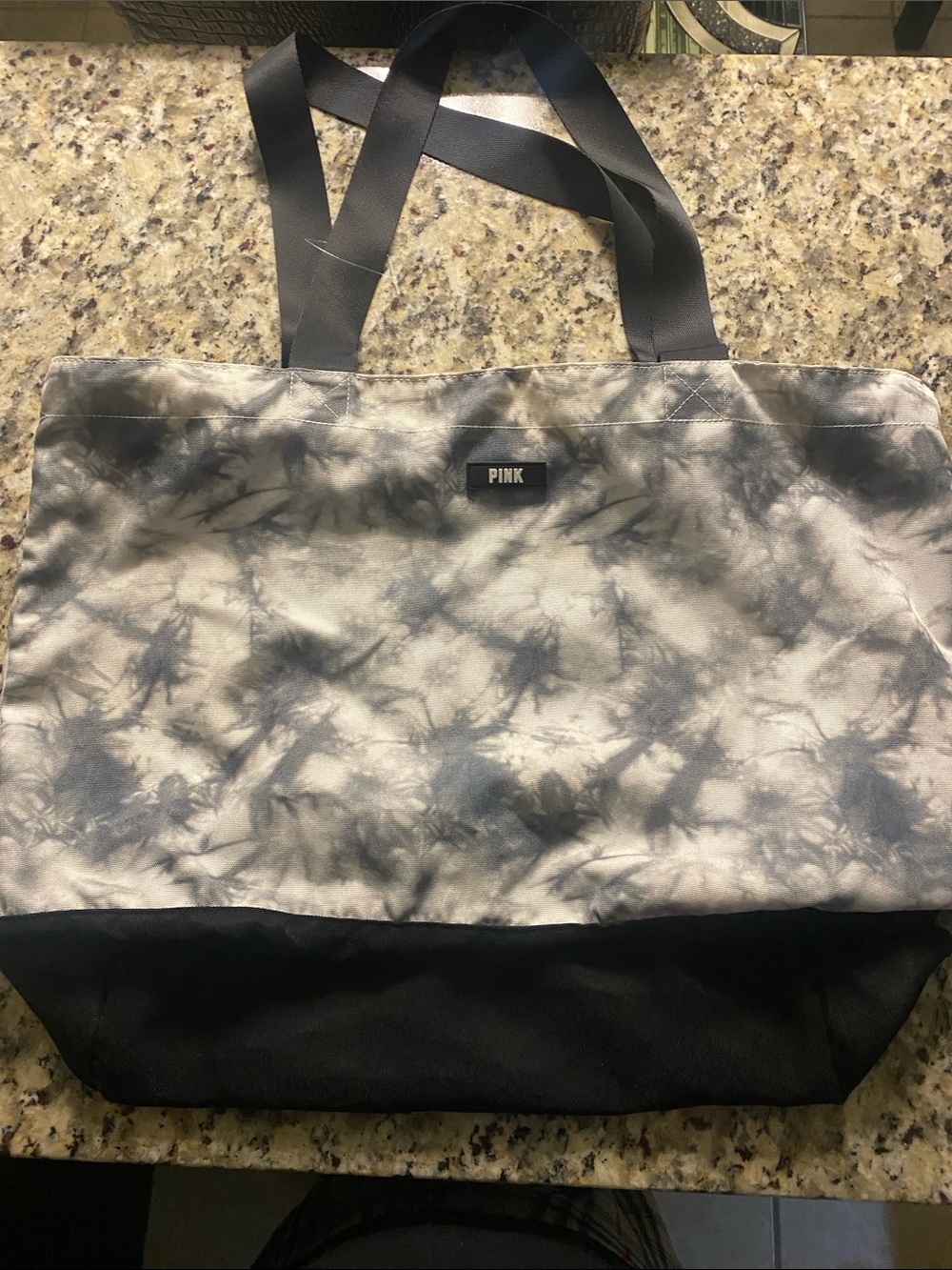 PINK Victoria's Secret Black & Gray Tie-Dye Tote